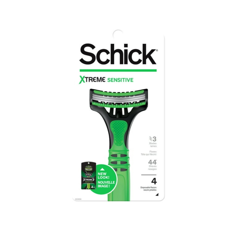 3 NWTSchick Xtreme 3-Blade Sensitive Men's Disposable Razors, 4 Ct, Aloe Comfort